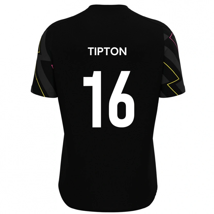 Danxen Kvinnor Ollie Tipton #16 Svart Grå Bortatröja Matchtröjor 2025/26 Tröjor T-Tröja
