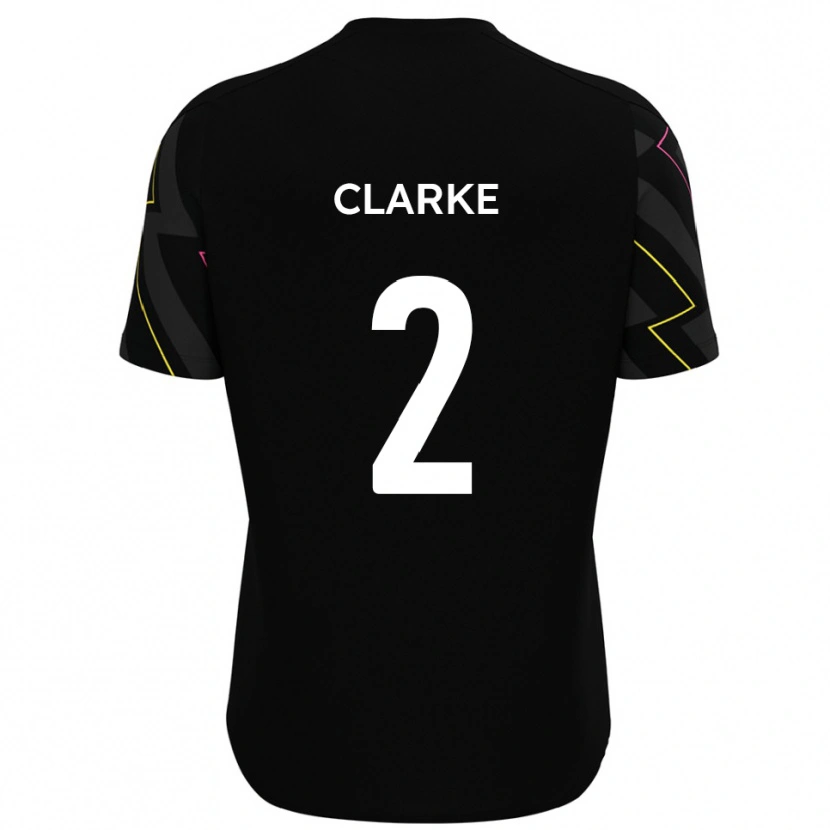 Danxen Kvinnor James Clarke #2 Svart Grå Bortatröja Matchtröjor 2025/26 Tröjor T-Tröja