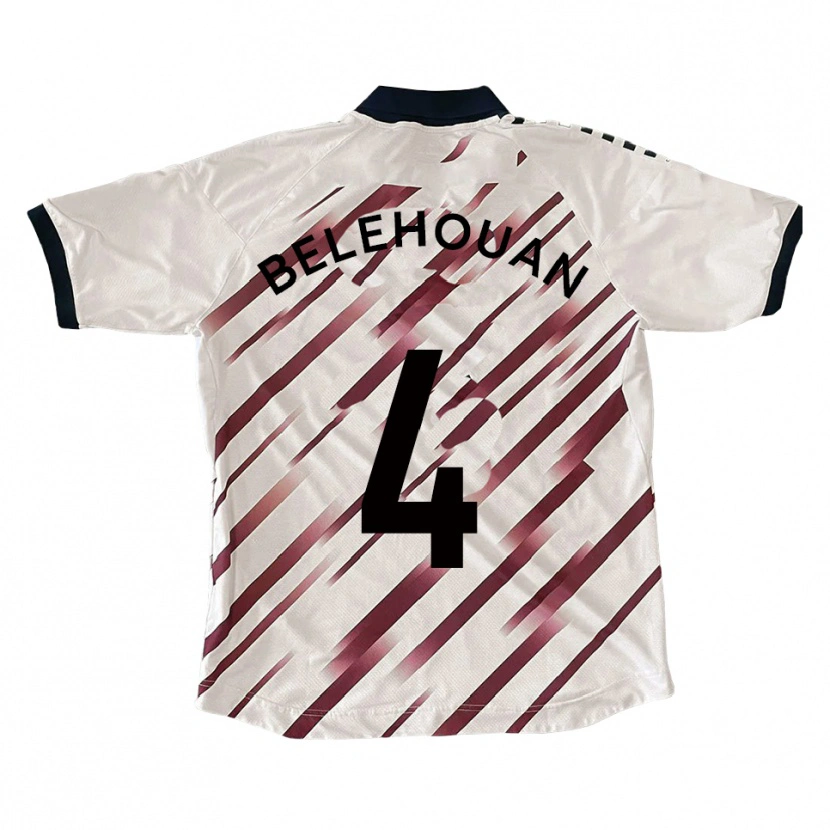 Danxen Kvinnor Jean Belehouan #4 Vit Röd Bortatröja Matchtröjor 2025/26 Tröjor T-Tröja