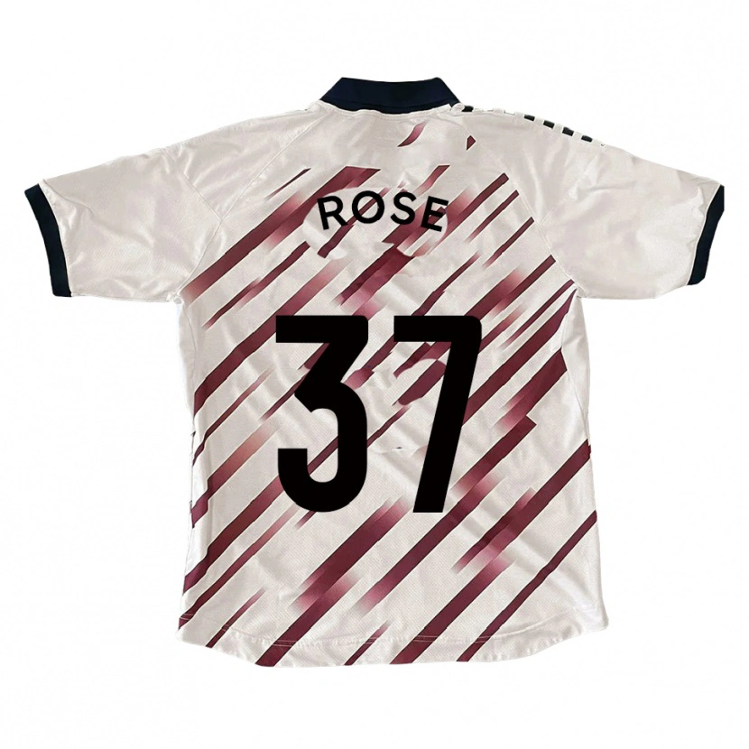 Danxen Kvinnor Oliver Rose #37 Vit Röd Bortatröja Matchtröjor 2025/26 Tröjor T-Tröja