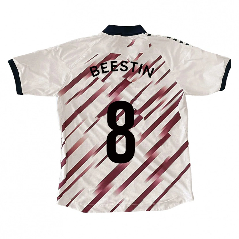 Danxen Kvinnor Alfie Beestin #8 Vit Röd Bortatröja Matchtröjor 2025/26 Tröjor T-Tröja