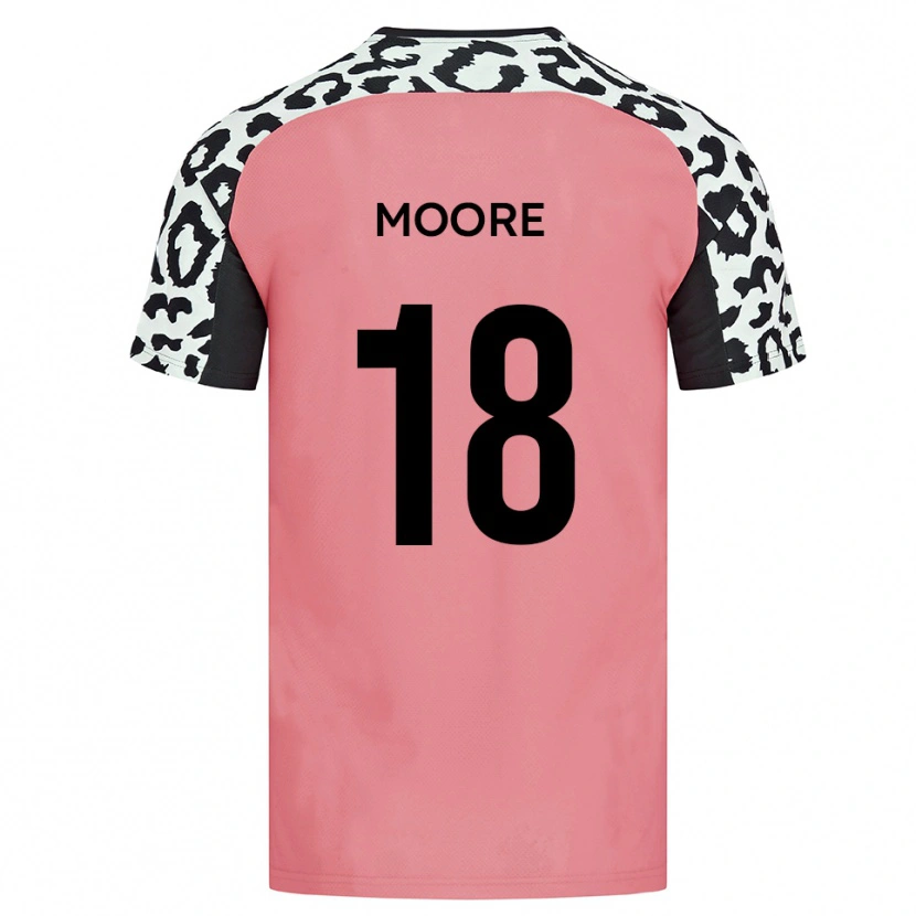 Danxen Kvinnor Isaac Moore #18 Rosa Svart Bortatröja Matchtröjor 2025/26 Tröjor T-Tröja