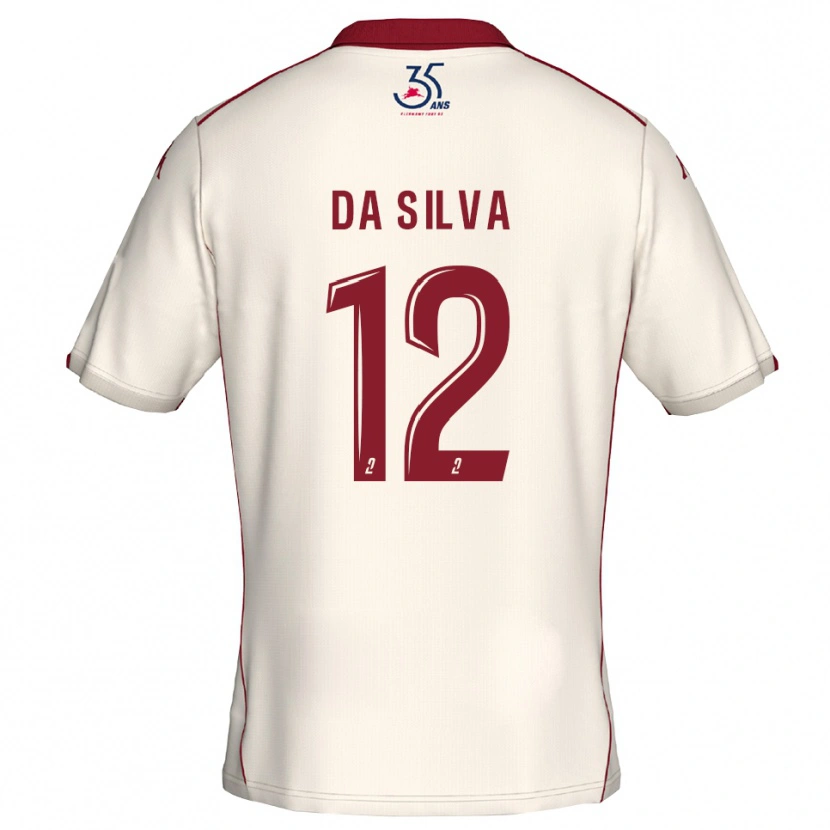 Danxen Kvinnor Damien Da Silva #12 Vit Burgundy Bortatröja Matchtröjor 2025/26 Tröjor T-Tröja