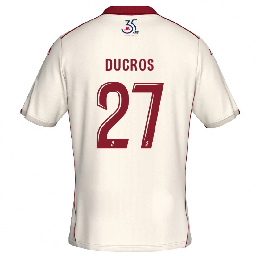 Danxen Kvinnor Estelle Ducros #27 Vit Burgundy Bortatröja Matchtröjor 2025/26 Tröjor T-Tröja