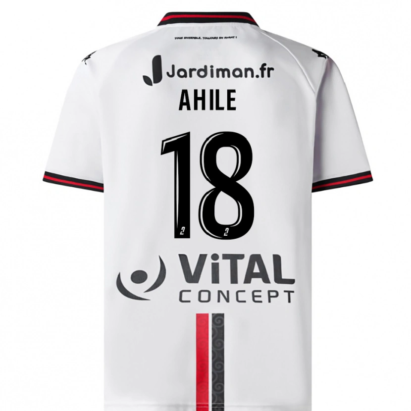 Danxen Kvinnor Tanguy Ahile #18 Vit Röd Bortatröja Matchtröjor 2025/26 Tröjor T-Tröja