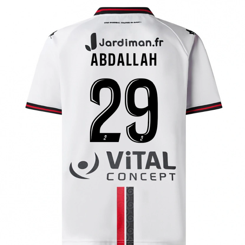 Danxen Kvinnor Akim Abdallah #29 Vit Röd Bortatröja Matchtröjor 2025/26 Tröjor T-Tröja