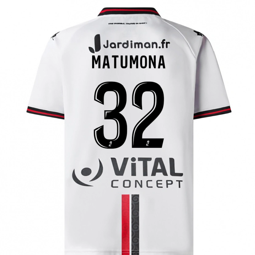Danxen Kvinnor Jérémie Matumona #32 Vit Röd Bortatröja Matchtröjor 2025/26 Tröjor T-Tröja