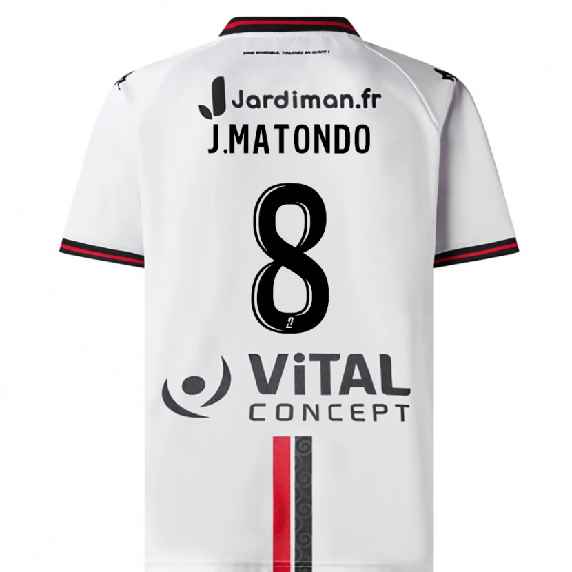 Danxen Kvinnor Joël Matondo #8 Vit Röd Bortatröja Matchtröjor 2025/26 Tröjor T-Tröja