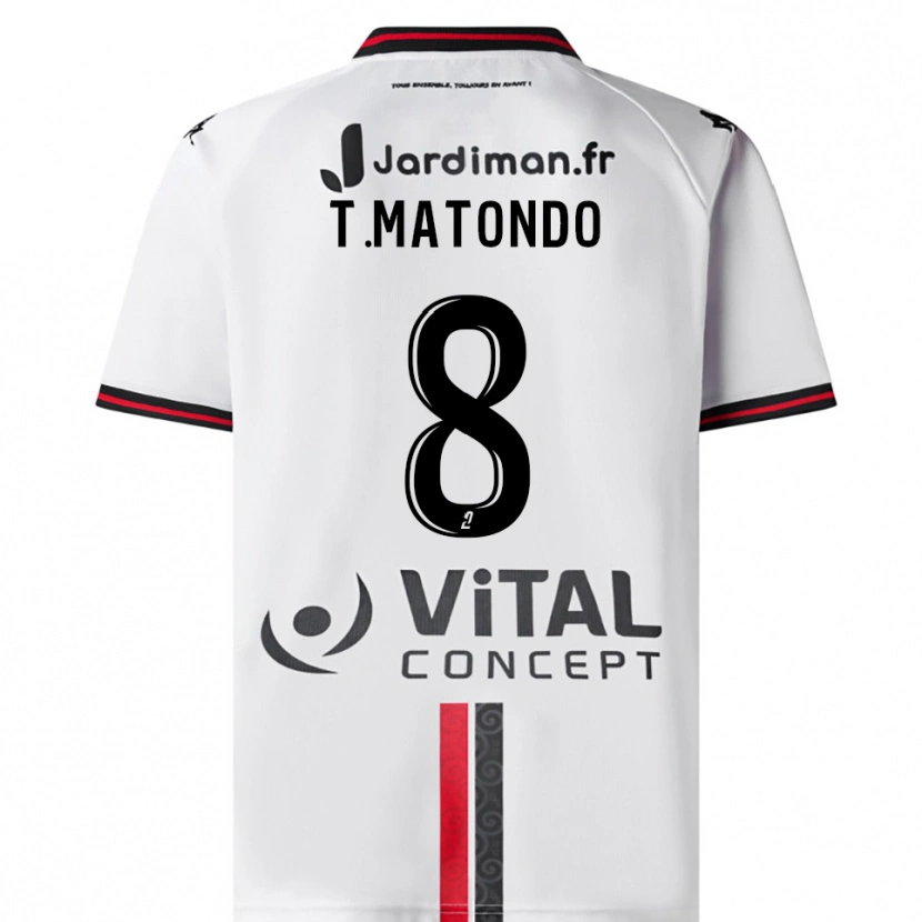 Danxen Kvinnor Trésor Matondo #8 Vit Röd Bortatröja Matchtröjor 2025/26 Tröjor T-Tröja