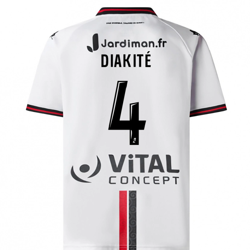 Danxen Kvinnor Ibrahima Diakité #4 Vit Röd Bortatröja Matchtröjor 2025/26 Tröjor T-Tröja