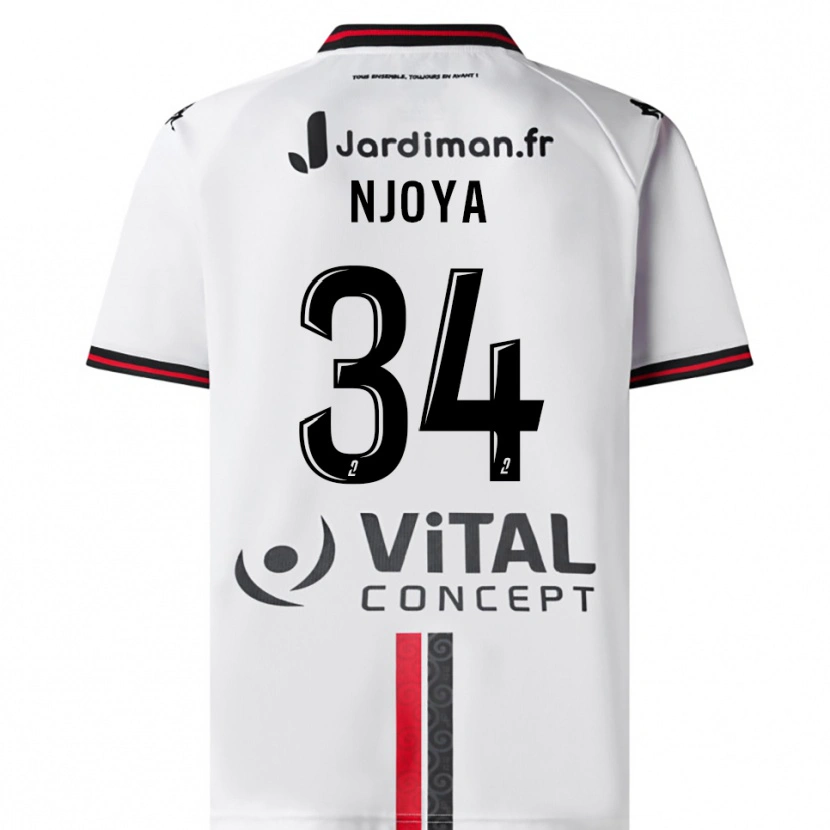Danxen Kvinnor Youssef Njoya #34 Vit Röd Bortatröja Matchtröjor 2025/26 Tröjor T-Tröja
