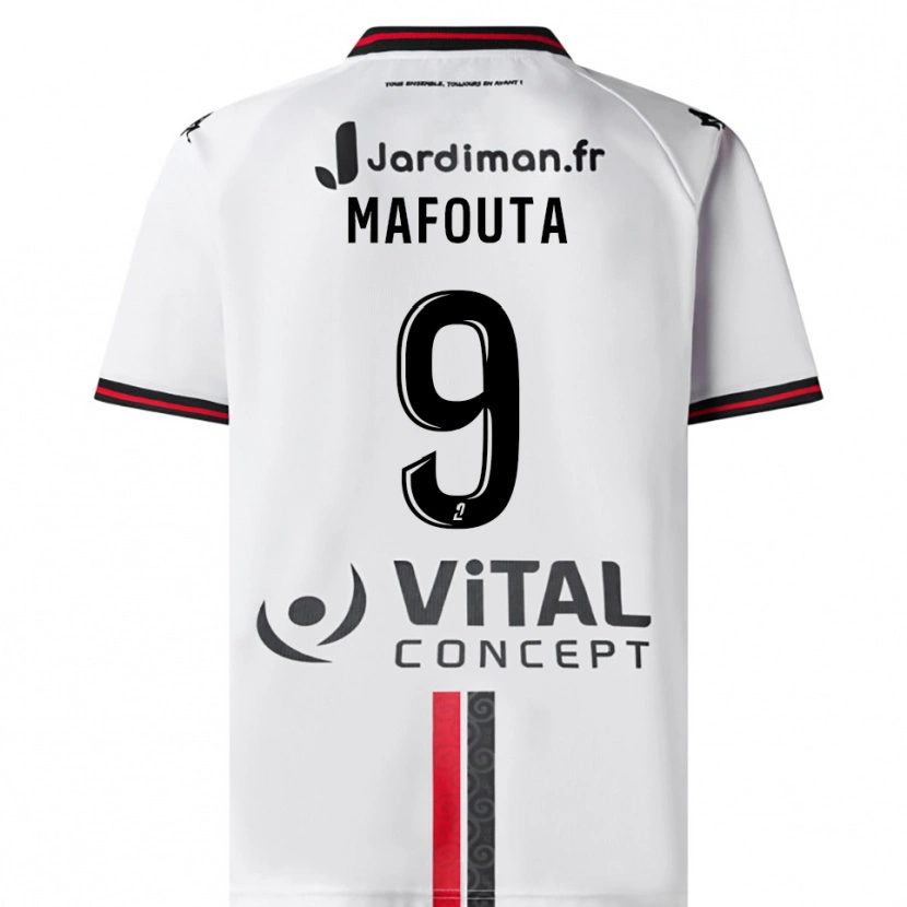 Danxen Kvinnor Louis Mafouta #9 Vit Röd Bortatröja Matchtröjor 2025/26 Tröjor T-Tröja