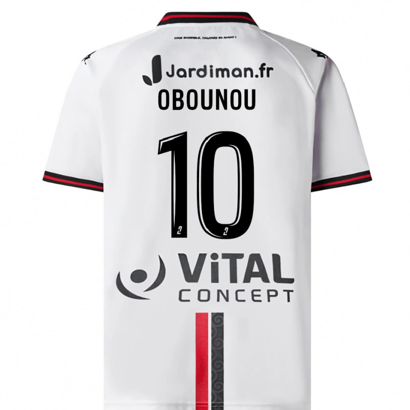 Danxen Kvinnor Élie Obounou #10 Vit Röd Bortatröja Matchtröjor 2025/26 Tröjor T-Tröja