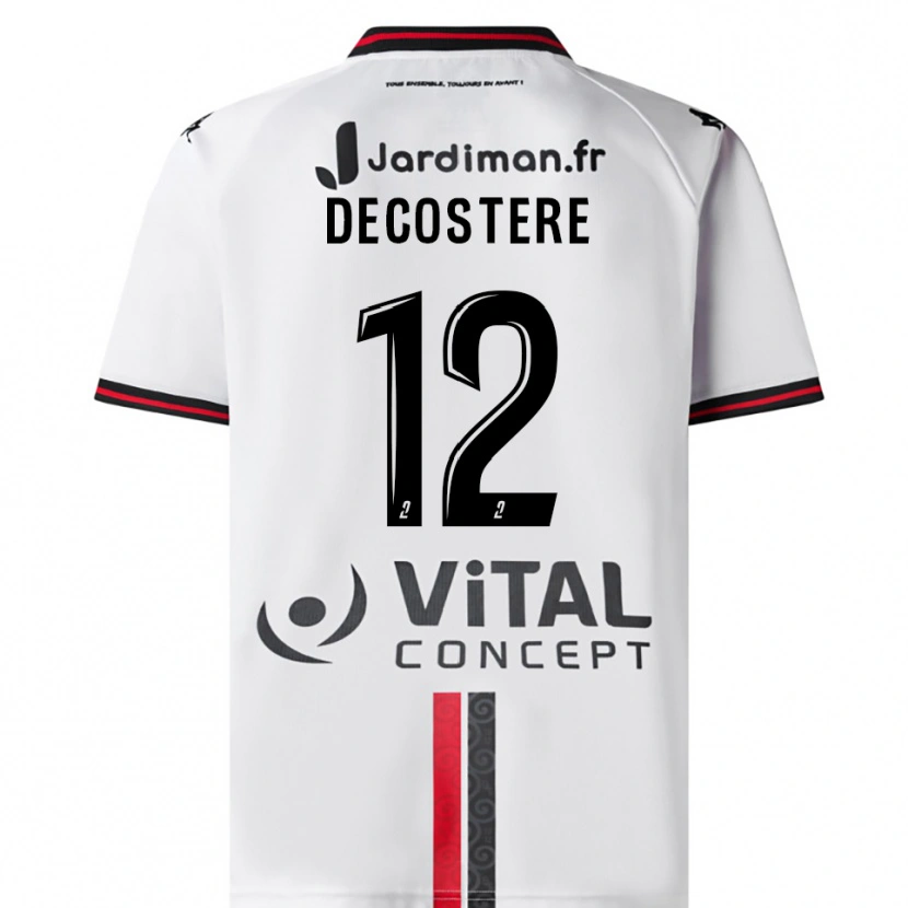 Danxen Kvinnor Morgane Decostere #12 Vit Röd Bortatröja Matchtröjor 2025/26 Tröjor T-Tröja