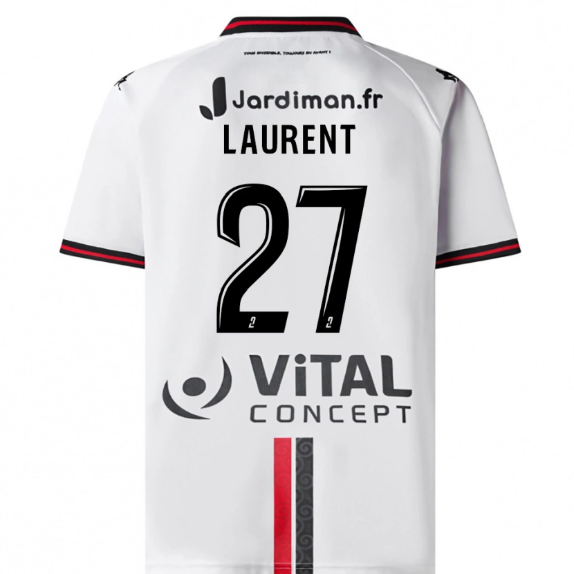 Danxen Kvinnor Emelyne Laurent #27 Vit Röd Bortatröja Matchtröjor 2025/26 Tröjor T-Tröja