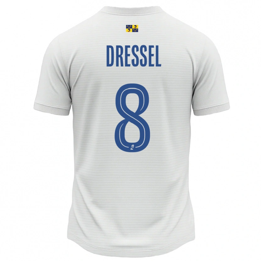 Danxen Kvinnor Charlie Dressel #8 Vit Blå Bortatröja Matchtröjor 2025/26 Tröjor T-Tröja
