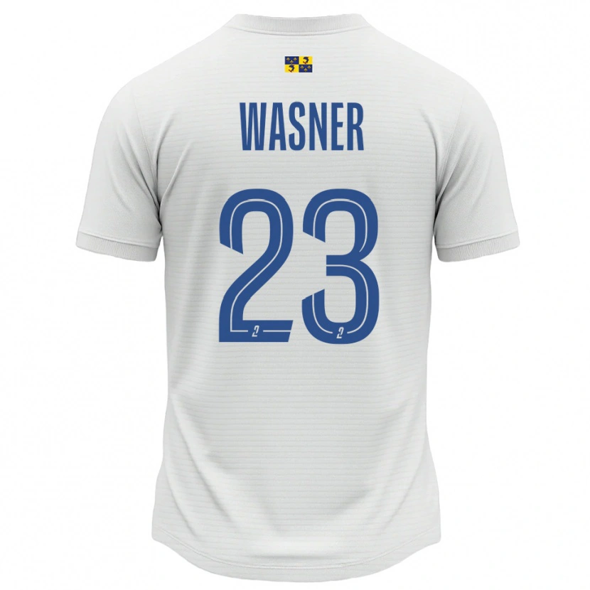Danxen Kvinnor Ophélie Wasner #23 Vit Blå Bortatröja Matchtröjor 2025/26 Tröjor T-Tröja