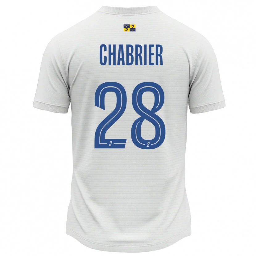 Danxen Kvinnor Mélanie Chabrier #28 Vit Blå Bortatröja Matchtröjor 2025/26 Tröjor T-Tröja