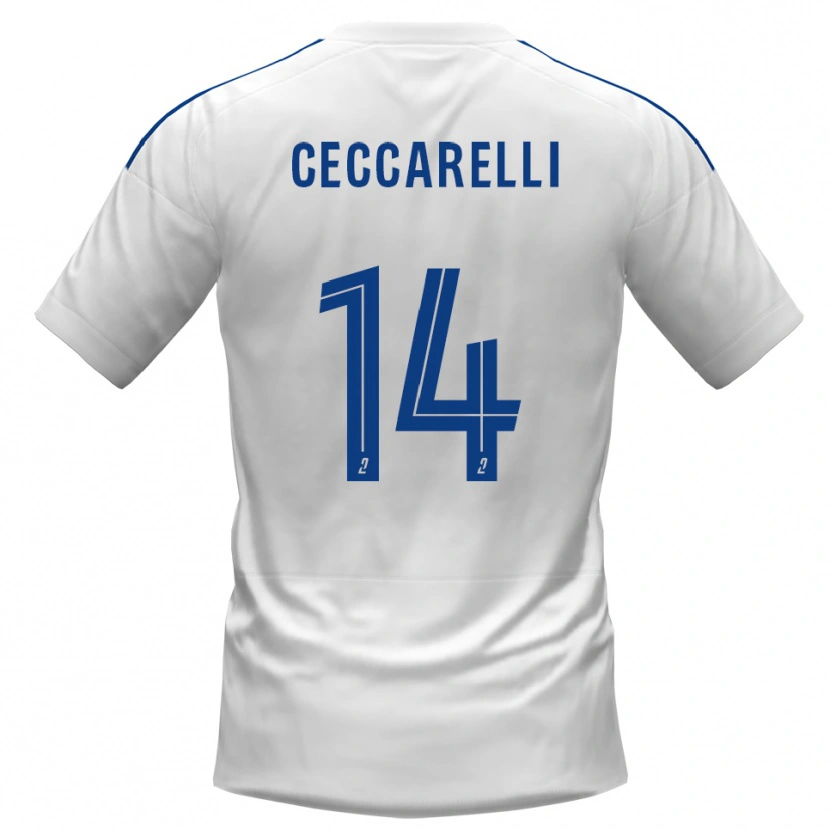 Danxen Kvinnor Grégory Ceccarelli #14 Vit Blå Bortatröja Matchtröjor 2025/26 Tröjor T-Tröja