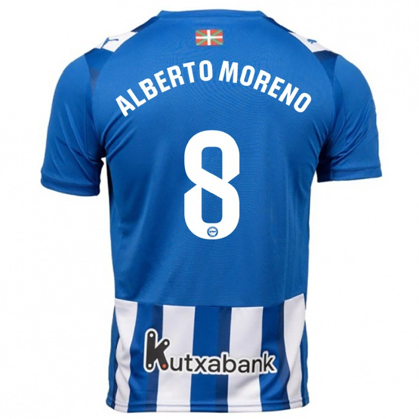 Danxen Barn Alberto Moreno #8 Blå Vit Hemmatröja Matchtröjor 2025/26 Tröjor T-Tröja
