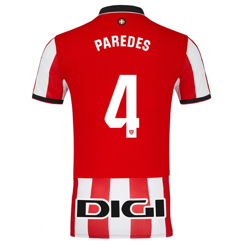 Danxen Barn Aitor Paredes #4 Röd Vit Hemmatröja Matchtröjor 2025/26 Tröjor T-Tröja