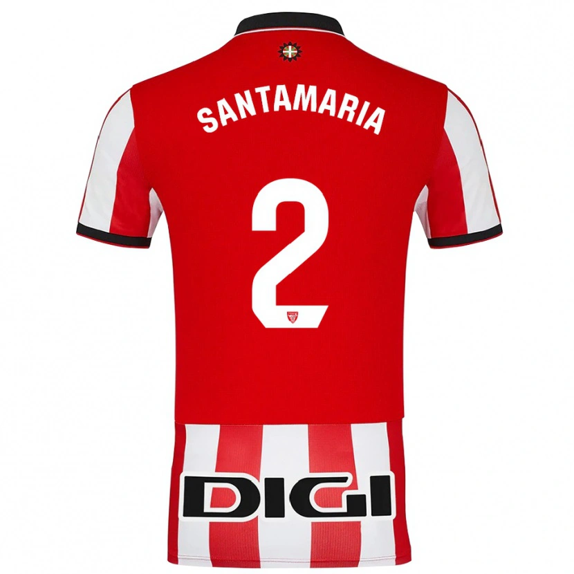 Danxen Barn Unai Santamaría #2 Röd Vit Hemmatröja Matchtröjor 2025/26 Tröjor T-Tröja