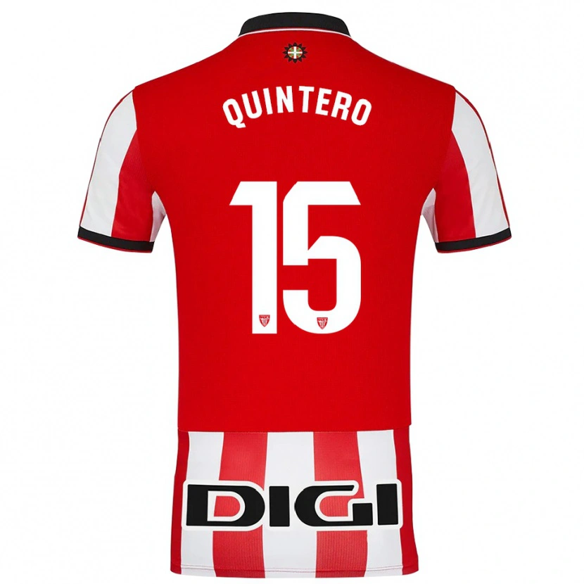 Danxen Barn Iker Quintero #15 Röd Vit Hemmatröja Matchtröjor 2025/26 Tröjor T-Tröja