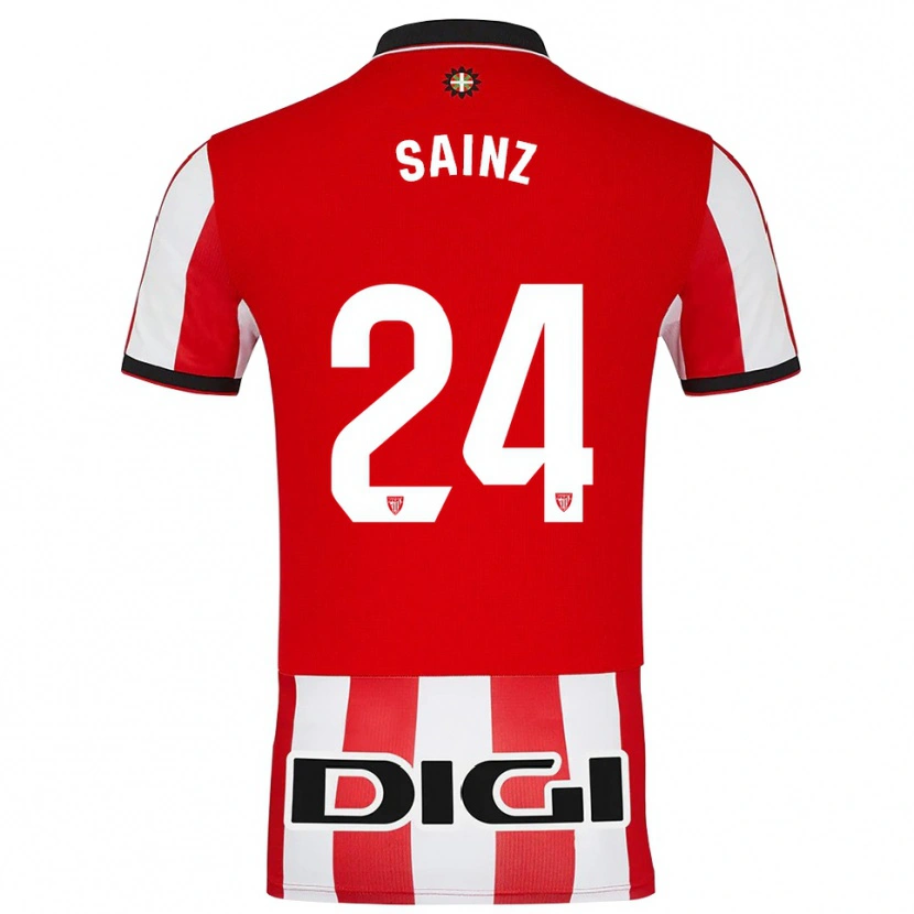 Danxen Barn Iñigo Sainz #24 Röd Vit Hemmatröja Matchtröjor 2025/26 Tröjor T-Tröja