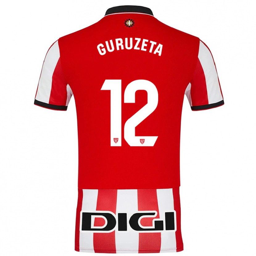Danxen Barn Gorka Guruzeta #12 Röd Vit Hemmatröja Matchtröjor 2025/26 Tröjor T-Tröja