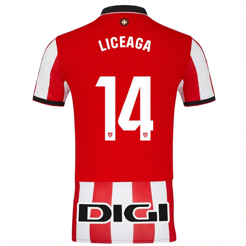Danxen Barn Urko Liceaga #14 Röd Vit Hemmatröja Matchtröjor 2025/26 Tröjor T-Tröja