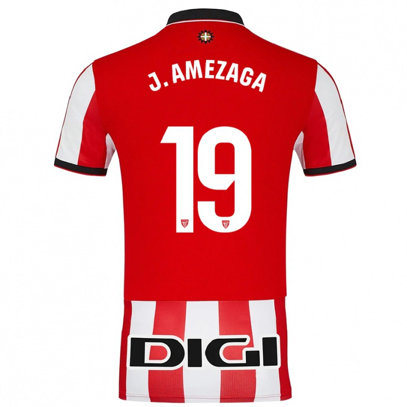 Danxen Barn Jone Amezaga Martínez #19 Röd Vit Hemmatröja Matchtröjor 2025/26 Tröjor T-Tröja