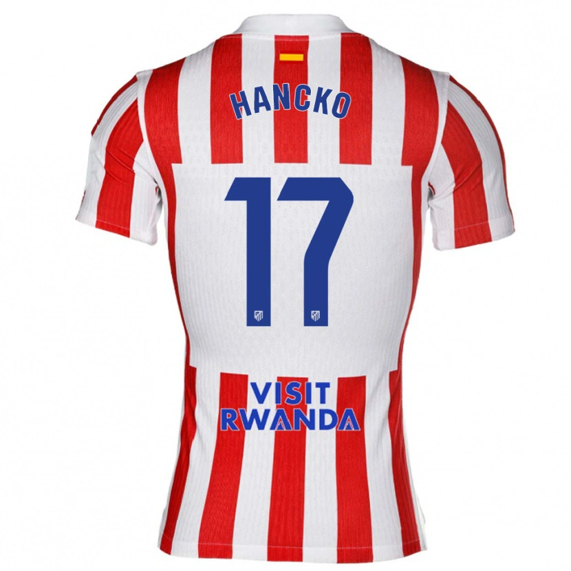 Danxen Barn Dávid Hancko #17 Röd Vit Hemmatröja Matchtröjor 2025/26 Tröjor T-Tröja