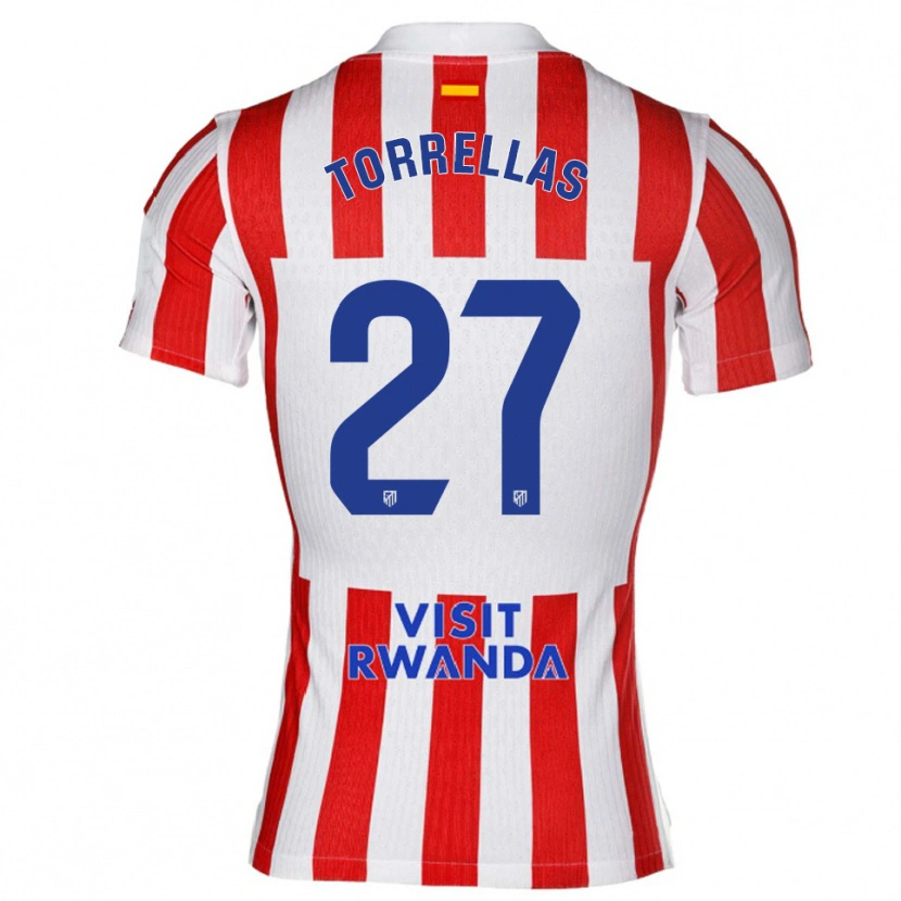 Danxen Barn Óscar Torrellas #27 Röd Vit Hemmatröja Matchtröjor 2025/26 Tröjor T-Tröja