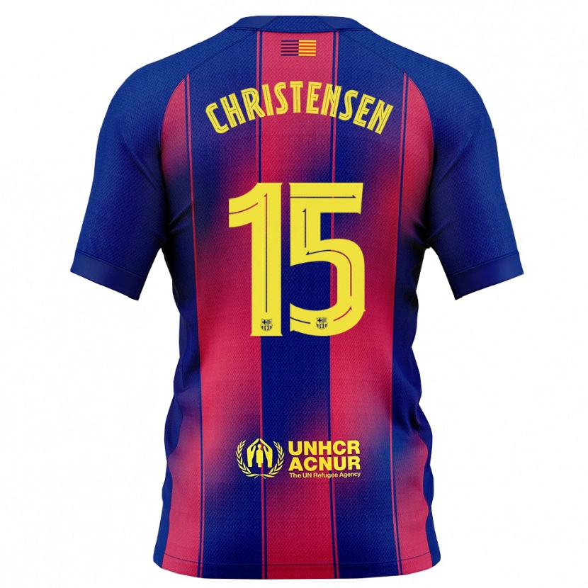 Danxen Barn Andreas Christensen #15 Blå Röd Hemmatröja Matchtröjor 2025/26 Tröjor T-Tröja