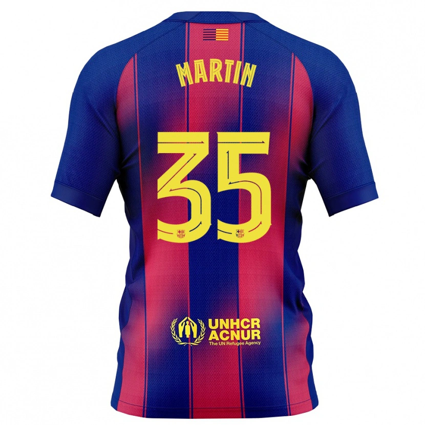 Danxen Barn Gerard Martín #35 Blå Röd Hemmatröja Matchtröjor 2025/26 Tröjor T-Tröja