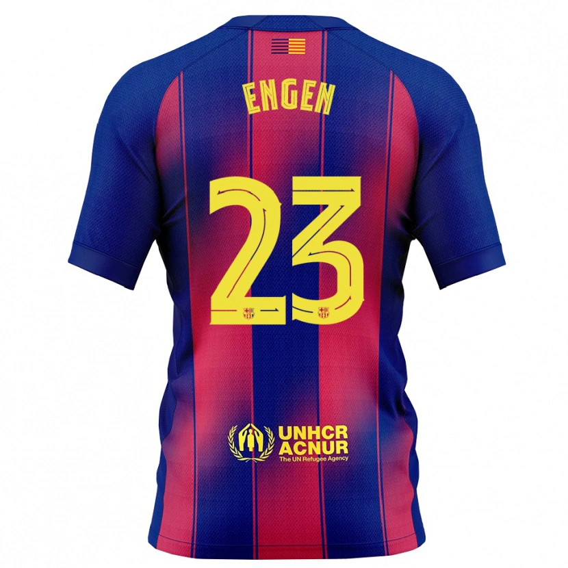 Danxen Barn Ingrid Engen #23 Blå Röd Hemmatröja Matchtröjor 2025/26 Tröjor T-Tröja
