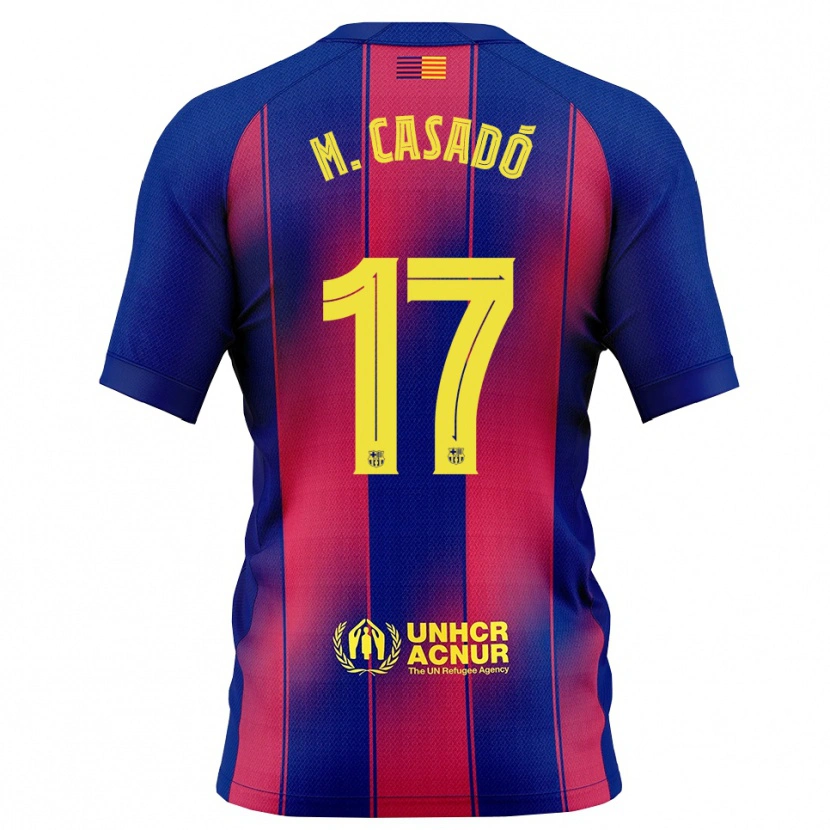 Danxen Barn Marc Casadó #17 Blå Röd Hemmatröja Matchtröjor 2025/26 Tröjor T-Tröja