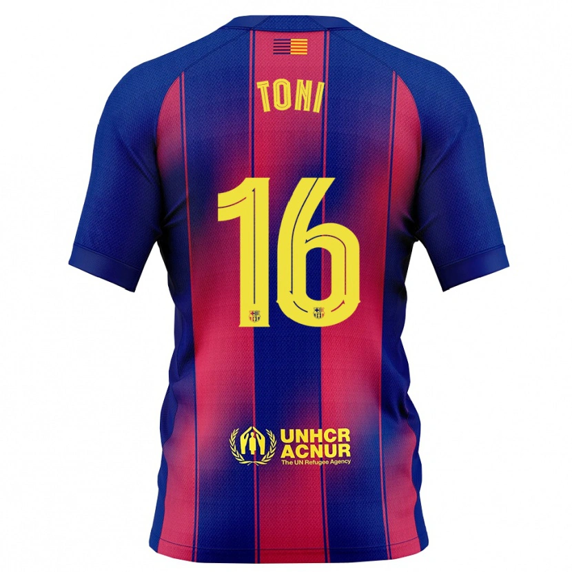 Danxen Barn Toni Fernández #16 Blå Röd Hemmatröja Matchtröjor 2025/26 Tröjor T-Tröja