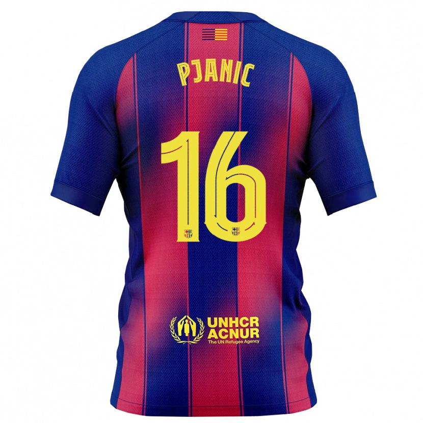 Danxen Barn Miralem Pjanic #16 Blå Röd Hemmatröja Matchtröjor 2025/26 Tröjor T-Tröja