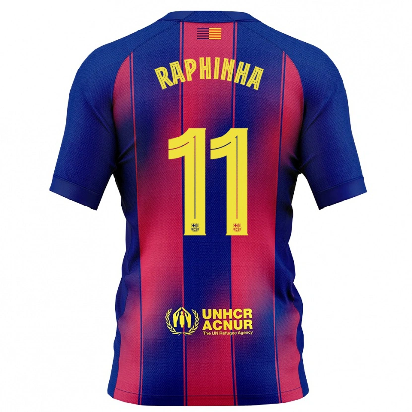 Danxen Barn Raphinha #11 Blå Röd Hemmatröja Matchtröjor 2025/26 Tröjor T-Tröja