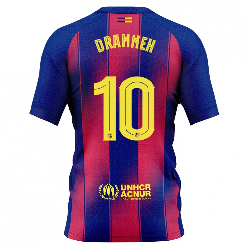 Danxen Barn Alieu Drammeh #10 Blå Röd Hemmatröja Matchtröjor 2025/26 Tröjor T-Tröja