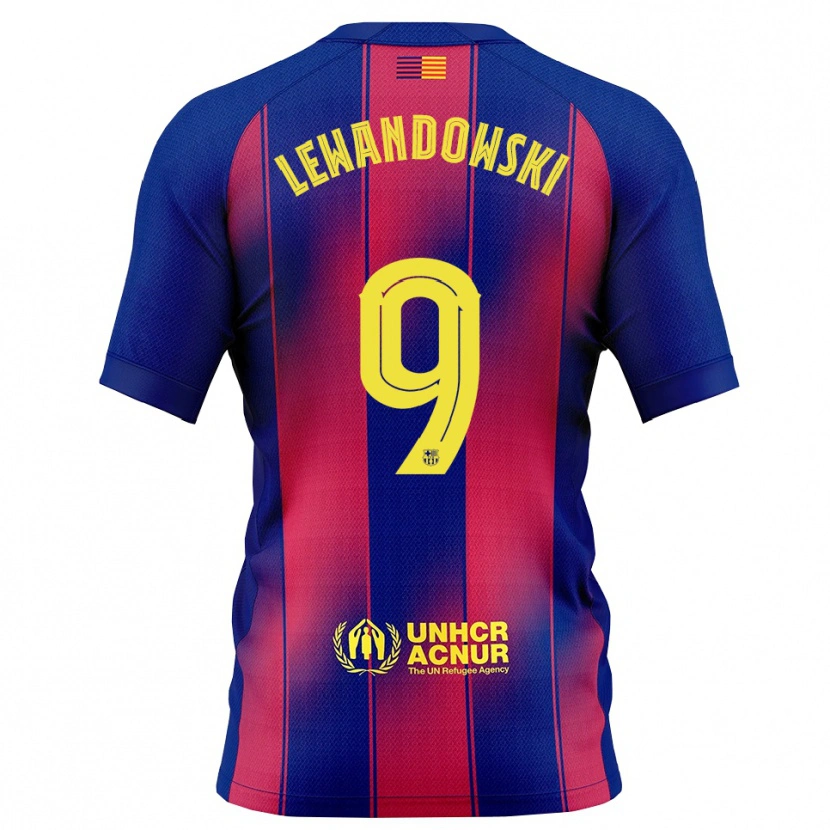 Danxen Barn Robert Lewandowski #9 Blå Röd Hemmatröja Matchtröjor 2025/26 Tröjor T-Tröja