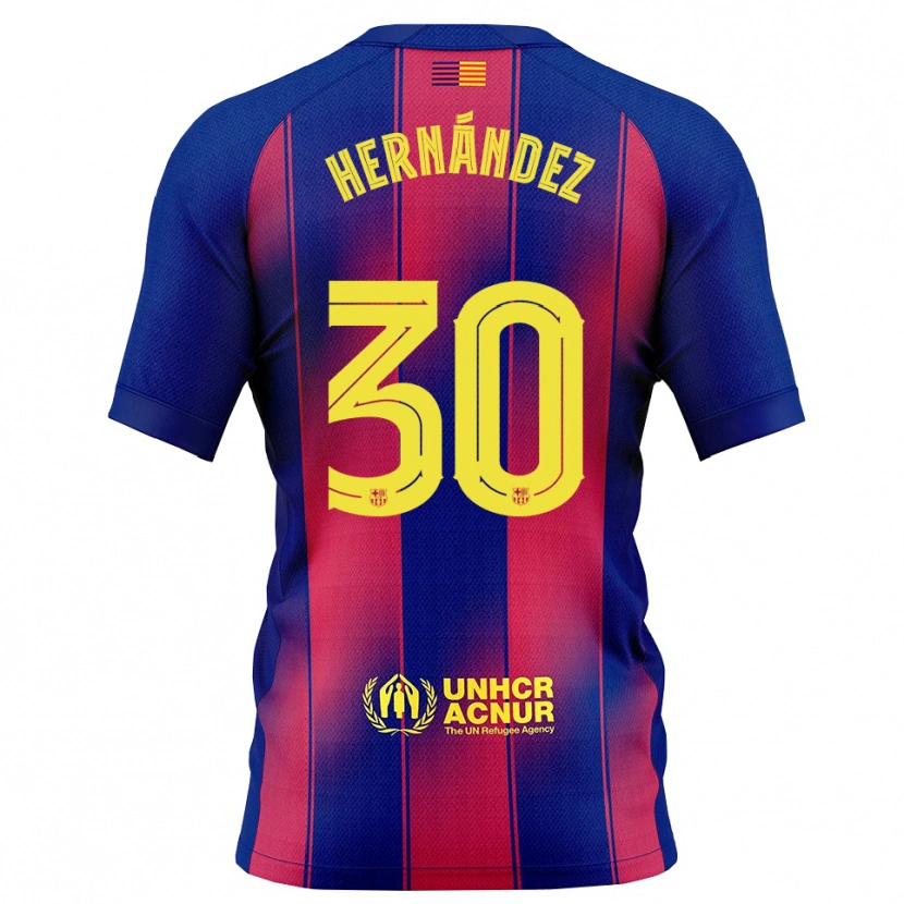 Danxen Barn Juan Hernández #30 Blå Röd Hemmatröja Matchtröjor 2025/26 Tröjor T-Tröja