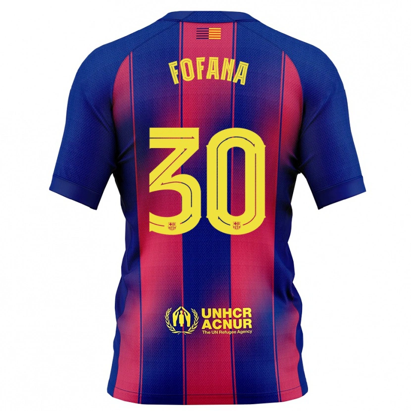Danxen Barn Nuhu Fofana #30 Blå Röd Hemmatröja Matchtröjor 2025/26 Tröjor T-Tröja