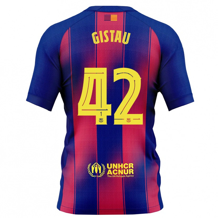 Danxen Barn Òscar Gistau #42 Blå Röd Hemmatröja Matchtröjor 2025/26 Tröjor T-Tröja