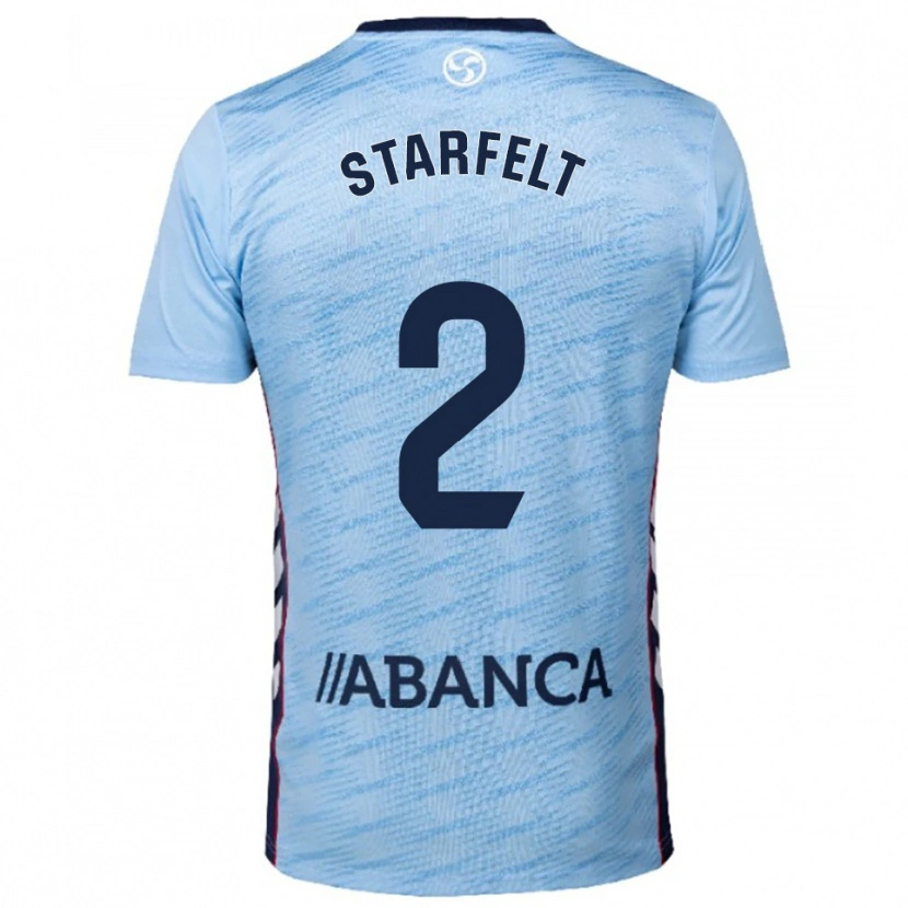 Danxen Barn Carl Starfelt #2 Himmelsblå Röd Hemmatröja Matchtröjor 2025/26 Tröjor T-Tröja