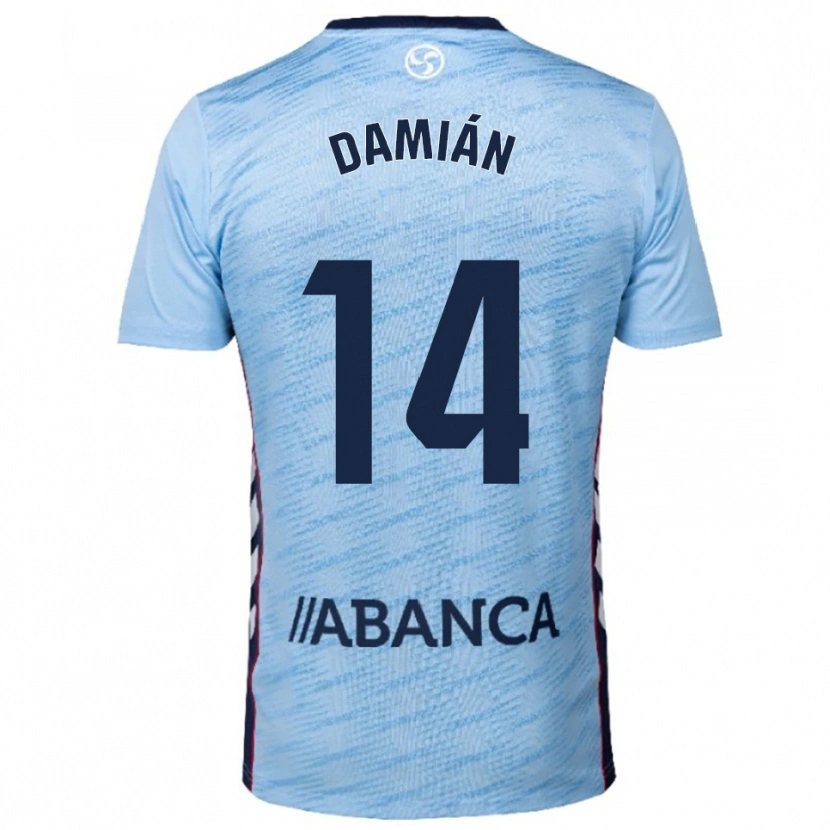 Danxen Barn Damián Rodríguez #14 Himmelsblå Röd Hemmatröja Matchtröjor 2025/26 Tröjor T-Tröja