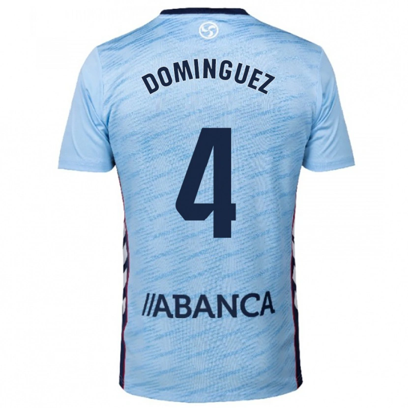 Danxen Barn Javi Domínguez #4 Himmelsblå Röd Hemmatröja Matchtröjor 2025/26 Tröjor T-Tröja