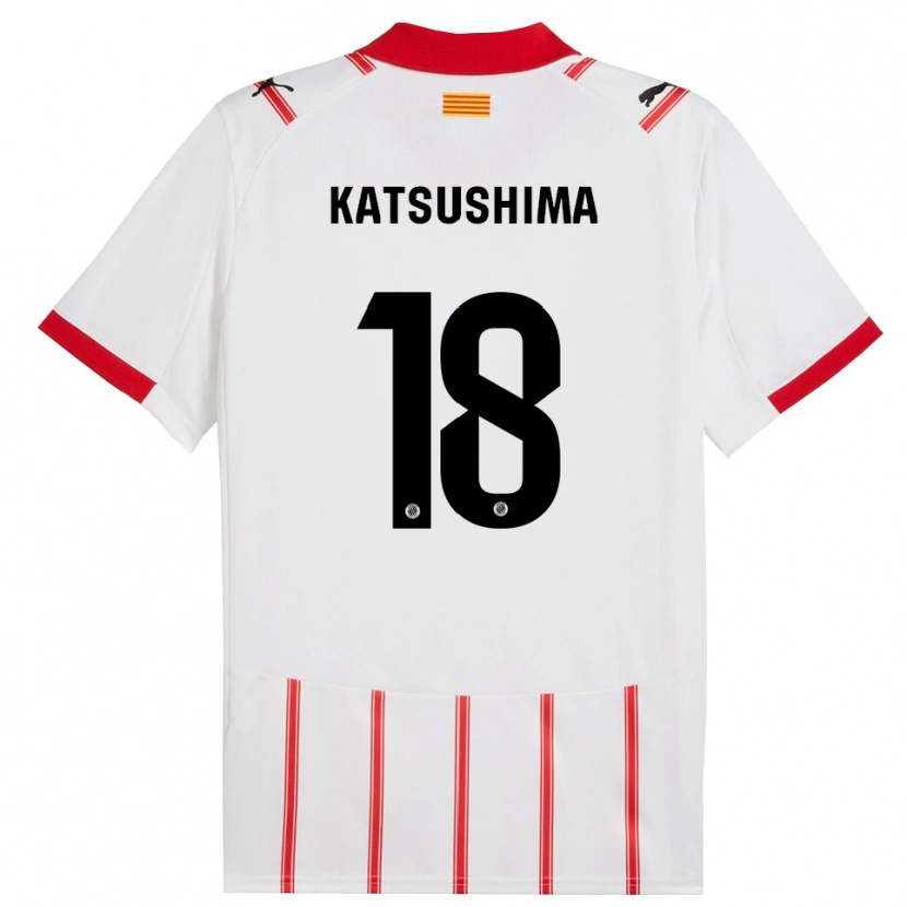 Danxen Barn Shinnosuke Katsushima #18 Vit Röd Hemmatröja Matchtröjor 2025/26 Tröjor T-Tröja
