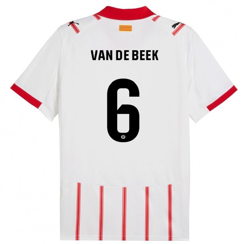 Danxen Barn Donny Van De Beek #6 Vit Röd Hemmatröja Matchtröjor 2025/26 Tröjor T-Tröja